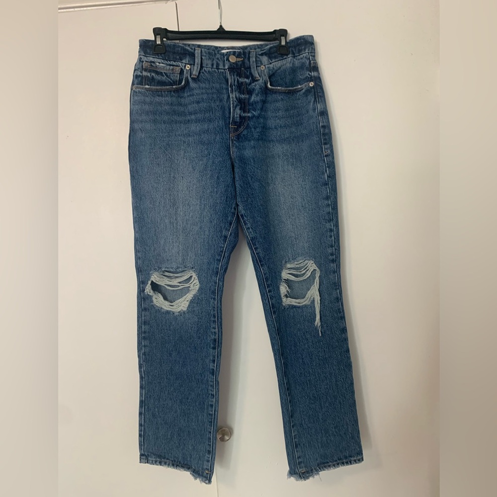 Good American Ripped Boyfriend Jeans
